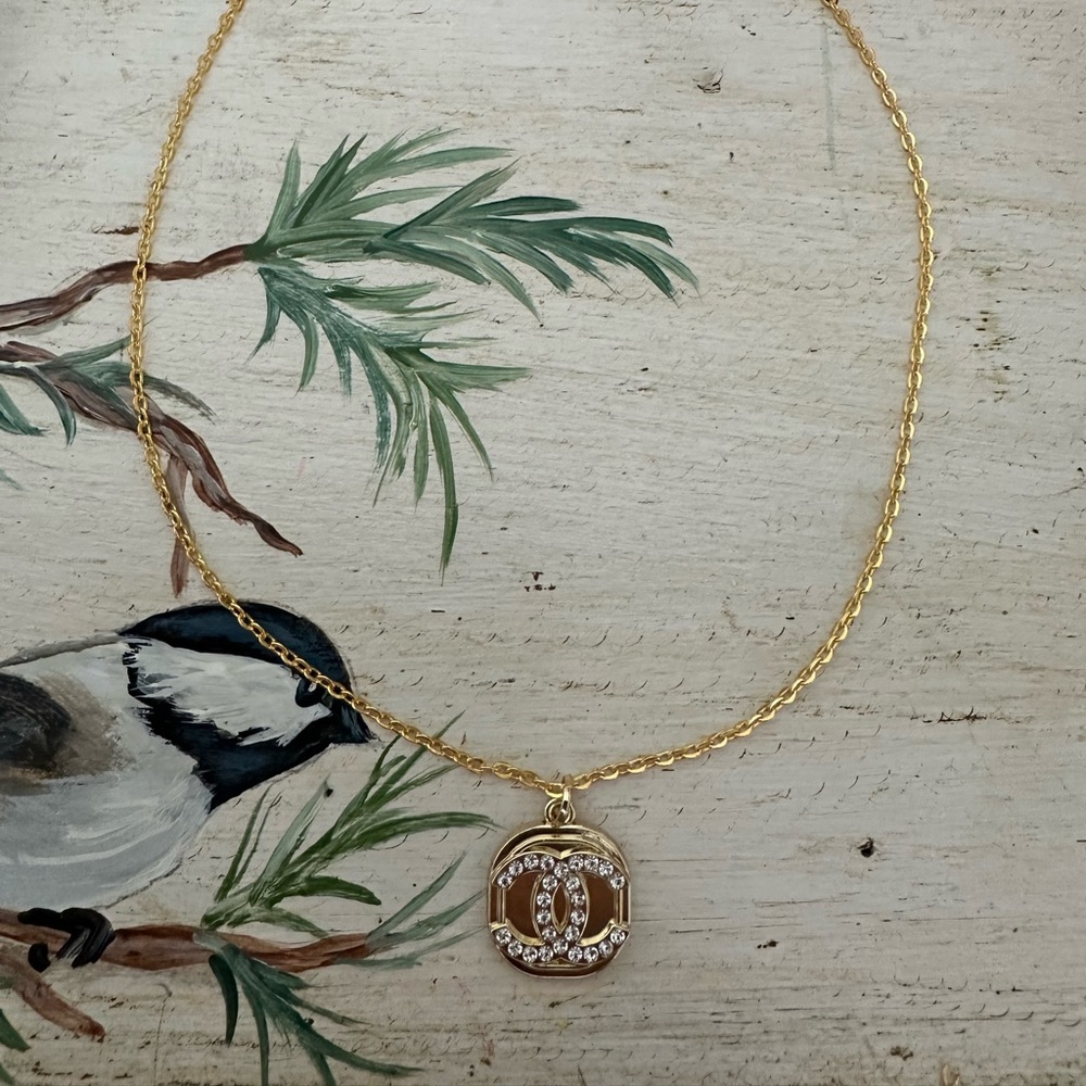 CHANEL Gold and Silver Logo Necklace